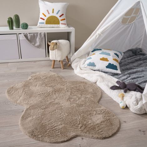 Paco Home Alfombra Salón Pelo Corto Monocolor Moderna Forma Imitación Piel Sintética Suave Beige, 80x120 cm Cloud (en) (1/4)