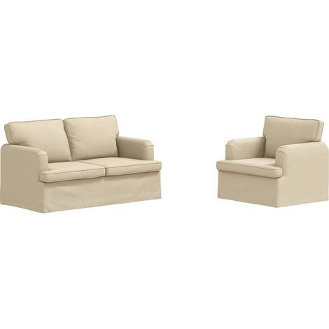 Ensemble de Canapés 2 pcs  Salon de jardin Crème 144 x 80 x 85 cm tissu