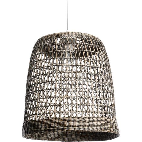 Suspension luminaire, lustre au look bohème, naturel, hygge - lampe suspendue en rotin tressé naturel, câble blanc, douille E27, Ø 30 cm - possibilité ampoule LED - (1/4)