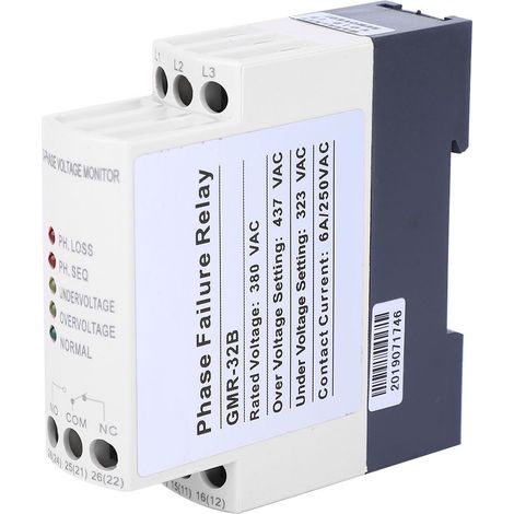 Relais triphasé GMR-32B de protection contre les surtensions, les sous-tensions et les défauts de séquence de phases, 380 V CA (1/5)