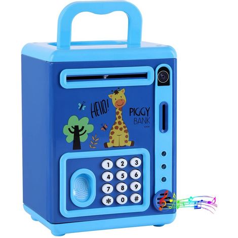 Tirelire en espèces, serrure de sécurité avec mot de passe et empreintes digitales et reconnaissance faciale (thème girafe) (1/5)