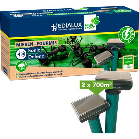 Edialux Solar Ameisenvertreiber Set für außen, Vibrations und Schallimpuls Gerät gegen Ameisen, wetterfeste Gartenabwehr mit 800 m2 Abdeckung