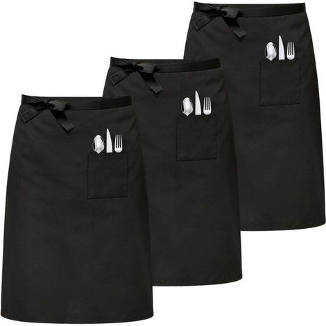 Set di 3 grembiuli con laccetti e 2 tasche, 68 x 70 cm, grembiule da cucina per ristorazione, barbecue e servizio, adatto a uomini e donne (1/5)