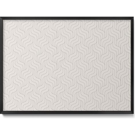Tableau Magnétique en Métal pour Aimants - Motif Linéaire régulier - Minimaliste - Cadre Noir - 70x50 cm - Tableau Métallique Aimanté