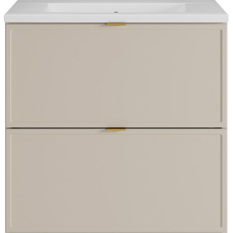 Meuble de salle de bain suspendu avec vasque à encastrer - Beige - 60 cm - ONDIL (1/4)