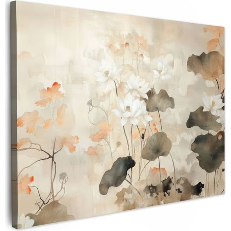 TABLEAU SUR TOILE Fleurs - Japandi - Wabi sabi Décoration Murale 40x30 cm