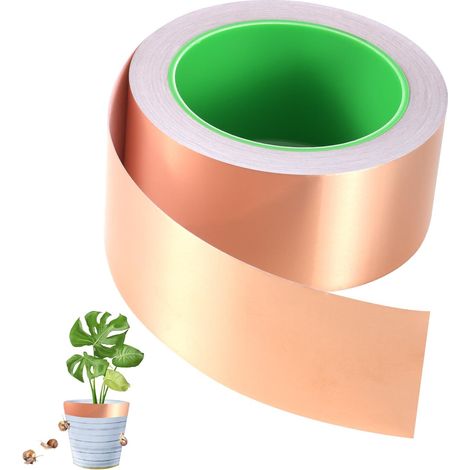 Bande de cuivre de 30 mm x 20 m pour la protection contre les limaces, feuille de cuivre conductrice des deux côtés, bande de blindage autocollante, feuille de cuivre, feuille de cuivre pour le blinda (1/5)