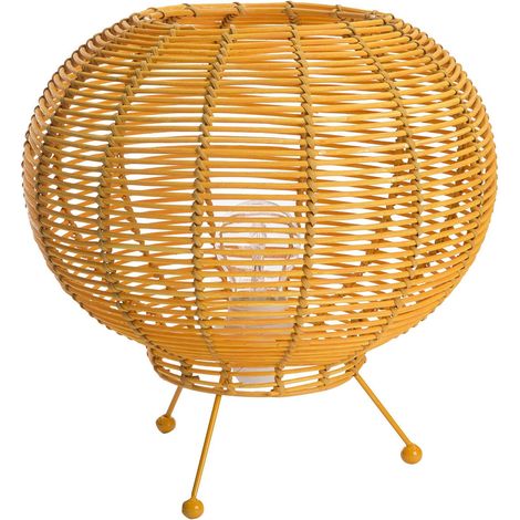 Lussiol 233745 Poster, Lampada Decorativa, Rattan Giallo, Ø 30 x H 26 cm (1/4)