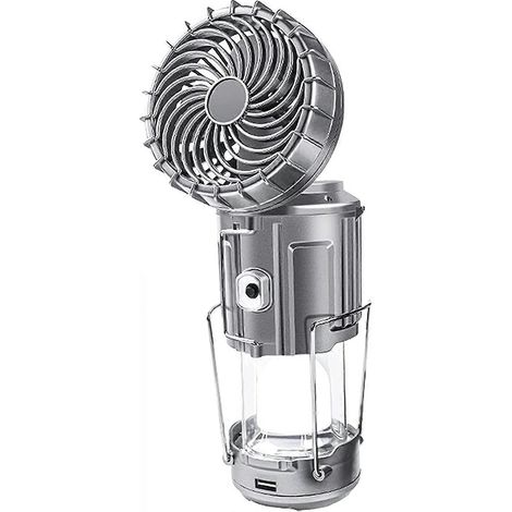 Lanterne solaire de camping 6 en 1 avec ventilateur, lampe de randonnée LED portable pour la pêche en extérieur (1/5)