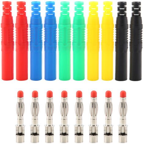 10pcs Fiche Banane Adaptateur, Connecteur Banane Prise P3013 Isolé 4 mm Nickelé Cuivre Plaqué Droit 4 mm Fiches Banane