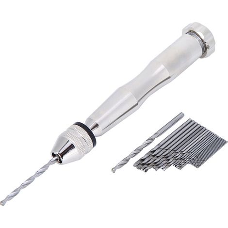 Perceuse hélicodale à main de mandrin de gamme de saisie de la couleur argentée 0.3mm-3.6mm avec le perage en bois de peu de foret de 25HHS (1/5)