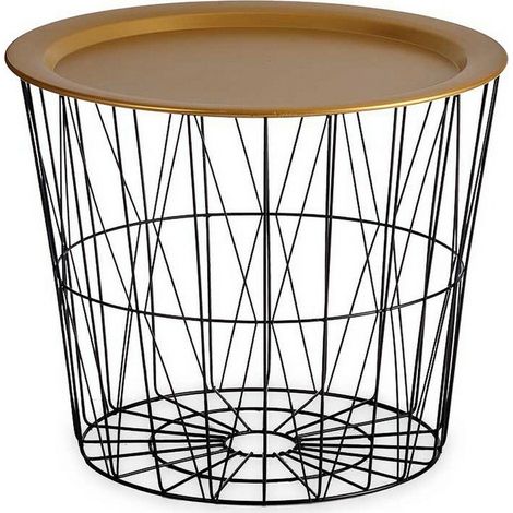 Mesa auxiliar Negro Dorado Metal 52 x 40 x 52 cm (1/2)