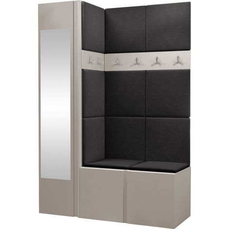 Conjunto para recibidor Hartford 277, Cachemira, 186x124x46cm, Espejo, Tapiz, Aglomerado laminado, Colocada, Montada en la pared (1/5)