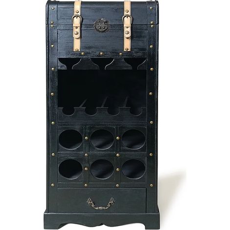Portabottiglie con contenitore in Legno di abete e MDF L.43 x H.100 cm Nero - CAVINA (1/3)