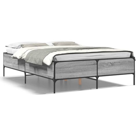 Maison Exclusive - Bettgestell Grau Sonoma 160x200 cm Holzwerksto