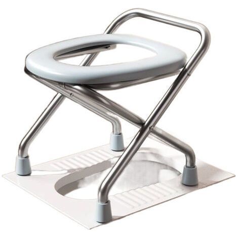 Elderly Toilet, Movable Toilet Chair, Stool for Pregnant Women, Sturdy Stainless Steel Folding Chair (1/4)