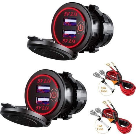 2 Prises De Chargeur USB Interrupteur 5V 4.2A Pour Voiture Bateau Moto Camion (1/5)