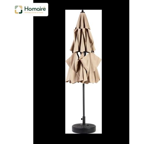 HOMAIRE Parasol Aluminium 10ft 3 Tiers inclinable automatique kaki sans base (1/5)