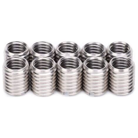 10pcs Insert Nut,Female Threaded Insert M8 1.25 Male M10 1.5 Long 12mm Bottom Hole 9.0mm Stainless Steel Install Nut Repair Threaded Sleeve Socket Screw Reducer Conversion Tool (1/4)