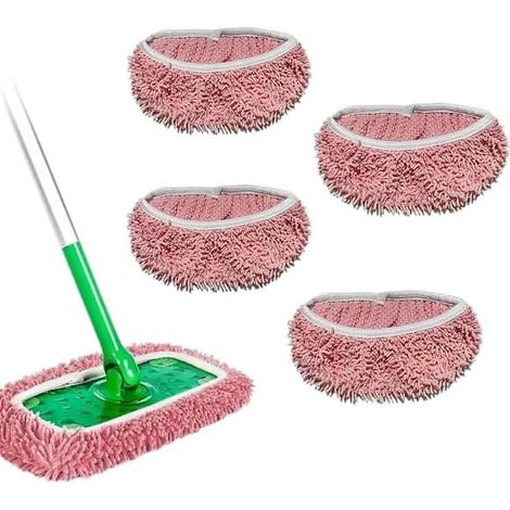 Ecleanfy - Lot de 4 lingettes de rechange pour balai Swiffer – Lingettes réutilisables pour le nettoyage à sec et humide (1/5)