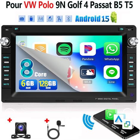4G 8 cœurs Autoradio Android 15 7 Pouces 6Go+128Go pour VW Polo 9N / Golf 4 / Passat B5 - Apple CarPlay, GPS, RDS, Microphone Intégré - 6+128G CAM (1/5)