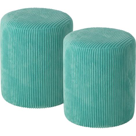 Poufs tabourets ronds en velours côtelé (lot de 2) - CHARLISE (1/5)