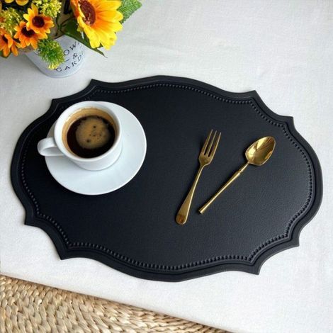 Set De Table - Cuir Synthétique - 30 x 45 cm - Lavable À La Main - Réversible - 10 Pièces (1/4)