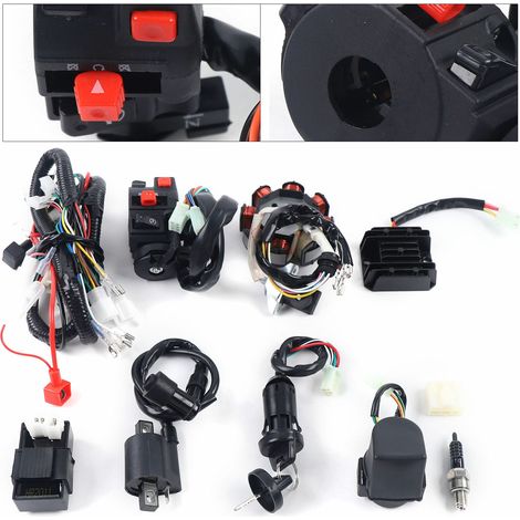 Komplette Elektrik-Statorspule CDI-Kabelbaum Zündkerze Quad, Kabelbaum CDI Kabelbaum Magnetspulengleichrichter CDI-Kit Passend, ATV QUAD für 125cc ATV Quad Bike (1/5)