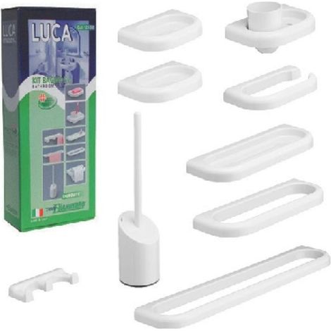 KIT ACCESSORI BAGNO SERIE LUCA MOD.NEW 9 PZ Bianco