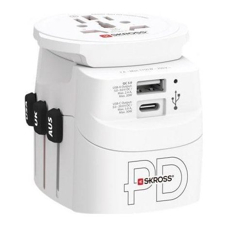 Adattatore da viaggio Triton Skross World Adapter PRO Light USB carica veloce