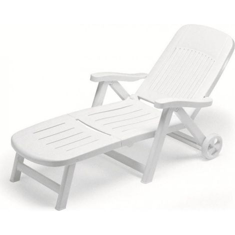Lettino Prendisole Reclinabile Scab California in Plastica Resina Giardino Mare - Colore: Bianco (1/3)