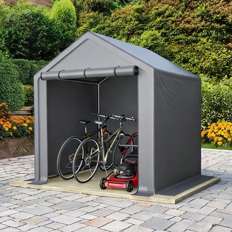Abri de jardin 190 x 170 x 200 cm gris garage vélo bâche acier (1/5)