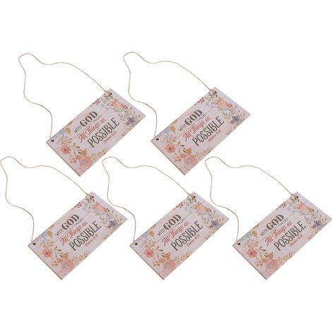 Lot de 5 panneaux décoratifs en bois à suspendre au mur, pour les fêtes, pour le salon, la chambre ou les magasins. (1/5)
