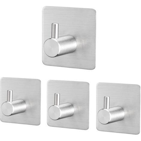 4 Pièces Crochet Adhesif Mural en Acier Inox, Crochets Adhésifs Muraux Salle de Bains Cuisine, Inox Patère Murale Adhesive Autocollant sans Percer NPTERBL (1/5)