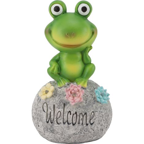 Ortviai Statue de Grenouille Solaire en Résine pour Jardin, Terrasse ou Pelouse – Éclairage Chaleureux et Écologique