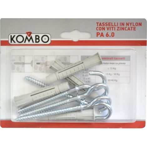 SET DA 4 PZ TASSELLI IN NYLON 10X60 MM CON GANCIO A
