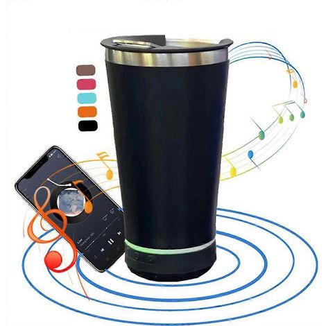 KLVGTIFS PU - Gobelet isotherme Bluetooth 473 ml (16 oz), Mug musical personnalisé, Bouteille d'eau/Chope à bière en acier inoxydable de qualité alimentaire, Cadeau pour hommes et femmes