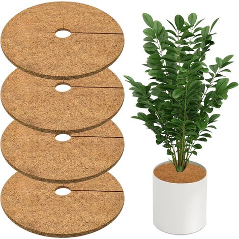 4 Pcs Coconut Fibre Doormat Coconut Mulching Discs Fibre Disc Plant Protection Ring for Root Protection for Garden Plants Protection 30 cm (1/5)