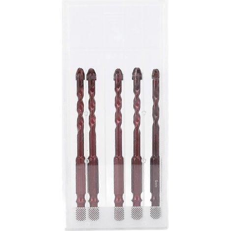 5-teiliges Steinbohrer-Set, 1/4 Zoll Sechskantschaft, 6 mm, für Beton, Ziegel, Fliesen und Ziegel. Professionelles Set mit hochkobalthaltigen Bohrern.