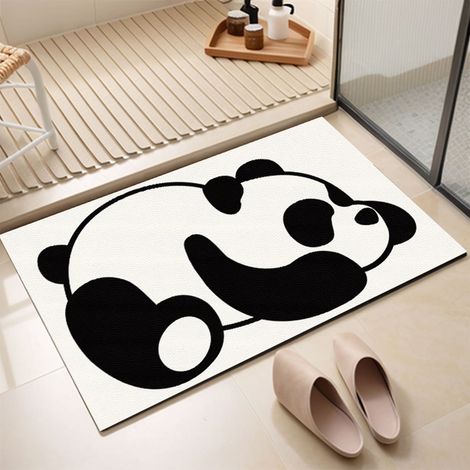 Tapis De Bain En Terre Diatomée - Non Glissant Et Absorbant - Motif Panda - 60 X 40 Cm - 1 Pièce (1/5)