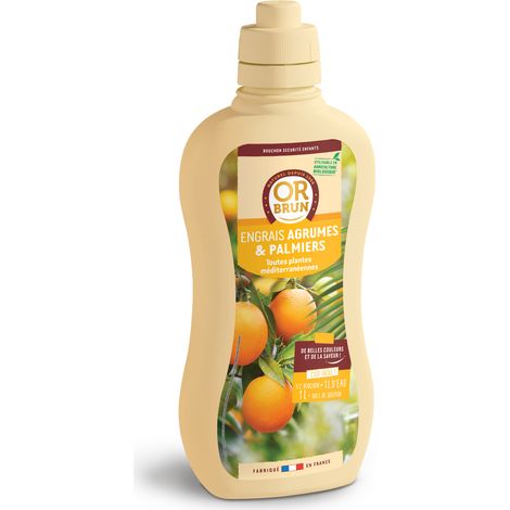 OR BRUN Engrais Agrumes & Palmiers - 1L - Fruits & Feuillage Plus Denses - Fabriqué En France - Utilisable En Agriculture Biologique OBRECLAGR1 (1/5)