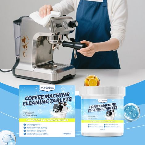 Coffee machine maintenance tablets for removing limescale residue and protecting stainless steel coffee machine filters -- 10pcs (1/5)