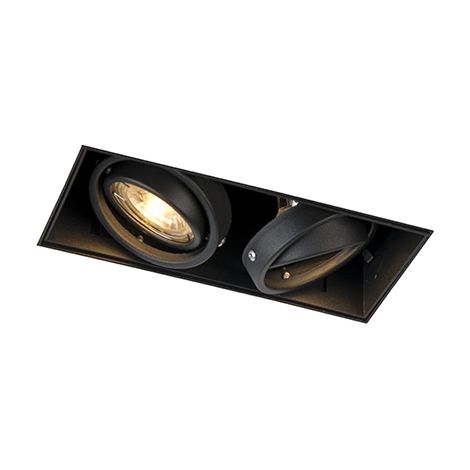 Qazqa – Spot encastré noir GU10 orientable et inclinable – 2 x 50W – Pour plafond sans cadre – Intensité variable – Acier pour intérieur (1/7)