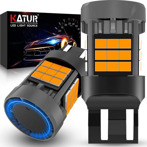 7443 T20 W21/5W LED Canbus 500% Brightness 3000LM Amber Yellow with Fan 992 7443A LED for Turn Signal Light, 2PCS (1/5)