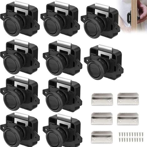 10 serrures de camping-car en métal, bouton poussoir pour porte de meuble et placard fixation de porte (1/5)