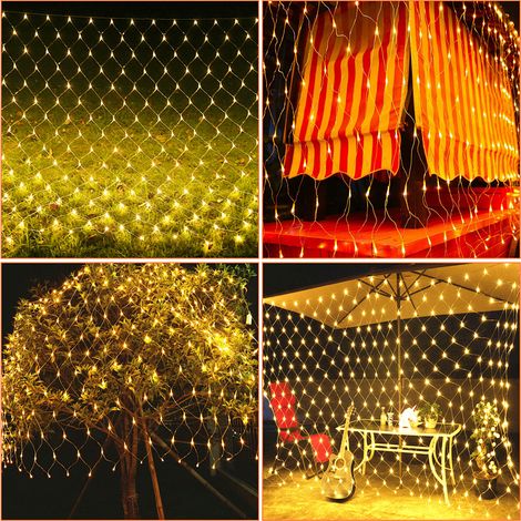 LED Lichternetz Deko Lichtervorhang Lichterkette Hochzeit Lichterketten Fenster Beleuchtung 8 Modi IP44 für Weihnachten Party Außen Innen Warmweiß 2x2M (1/4)