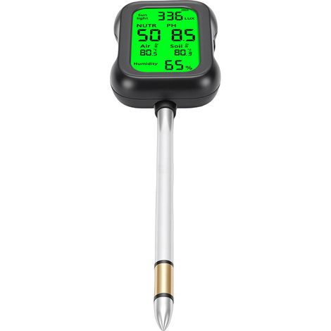 Analyseur de Sol 6 en 1 Testeur pH Numérique Humidité Fertilité Lumière Température Écran LCD Rétroéclairé Sonde Rotative Jardin (1/5)