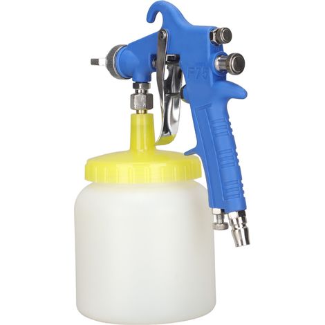 Druckluft-Spritzpistole F-75 mit Bodenbecher, 1,5-mm-Düse, blaue Farbe (1/5)