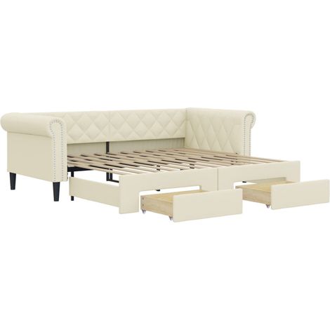 Sofá cama nido con cajones cuero sintético crema 90x200 cm vidaXL (1/6)