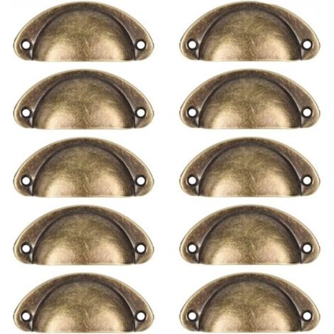 10 pièces de poignées de meubles rétro poignées de tiroir adaptées aux armoires, armoires, commodes, tiroirs de cuisine distance du trou en fer 61 mm (1/5)